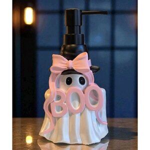 New Pink / White Girl Ghost W/ Bow Halloween Soap Dispenser Spooky Decoration